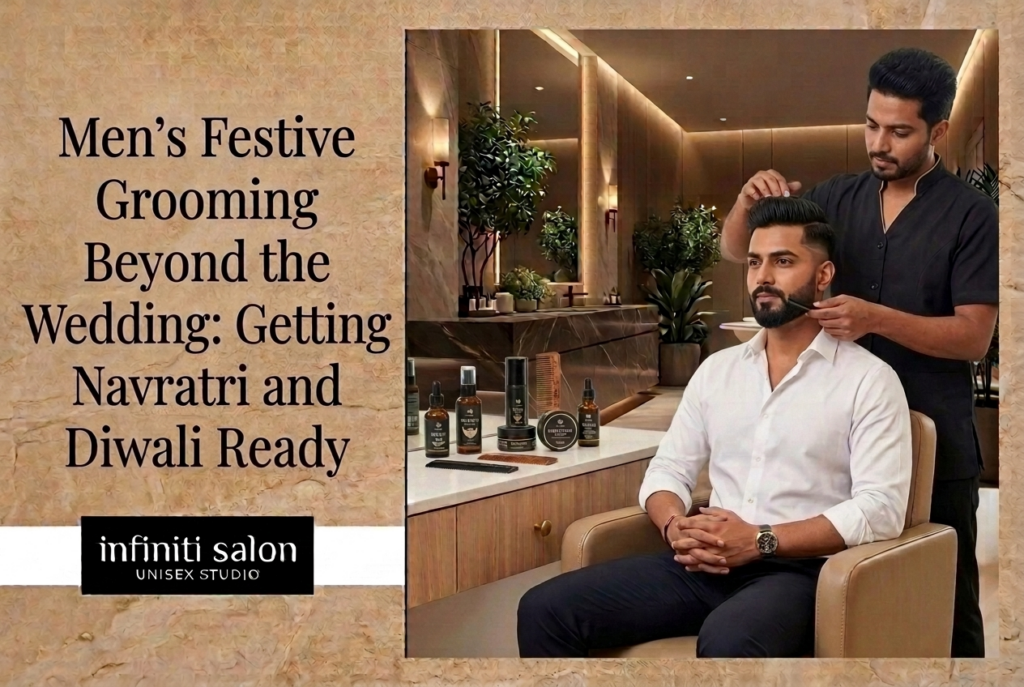 Men's festive grooming and styling at Infiniti Salon